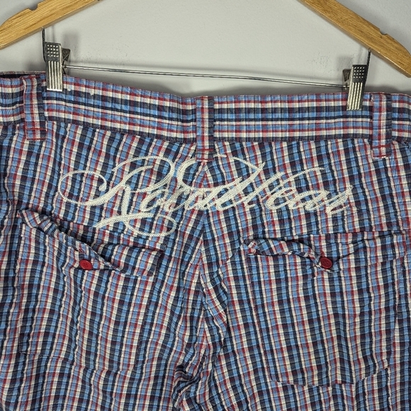 Rocawear plaid embroidered street wear baggy men's cargo shorts size 38 - Picture 4 of 5